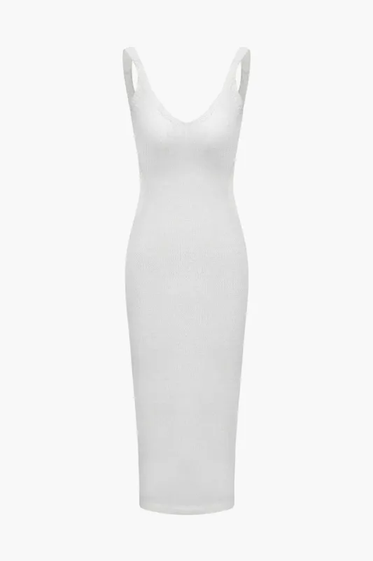 V-neck Knit Cut Out Backless Maxi Dress sold by Micas