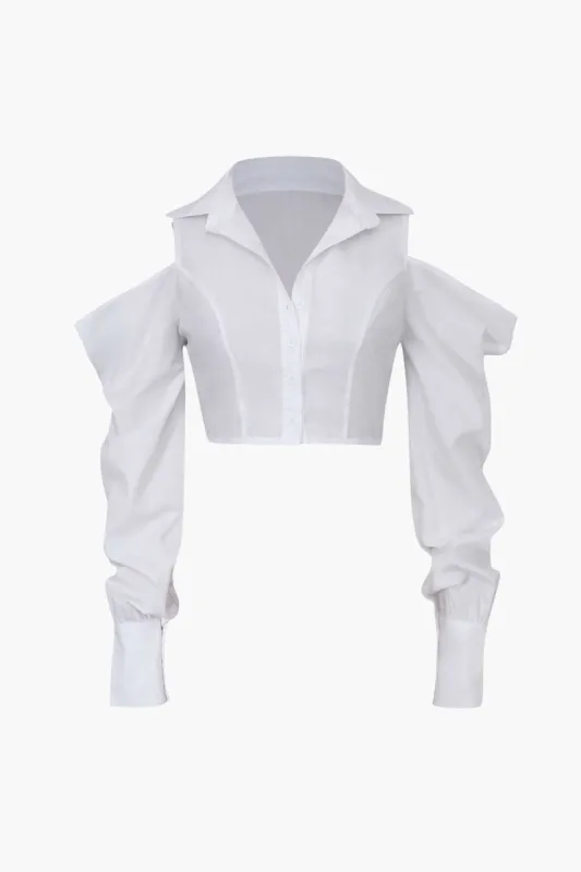 Cold Shoulder Cropped Shirt sold by Micas