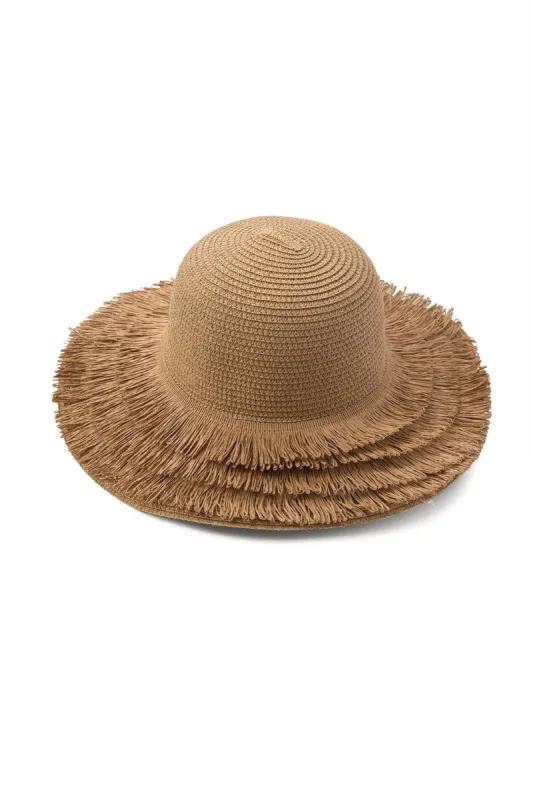 Fringe Brim Straw Hat sold by Micas