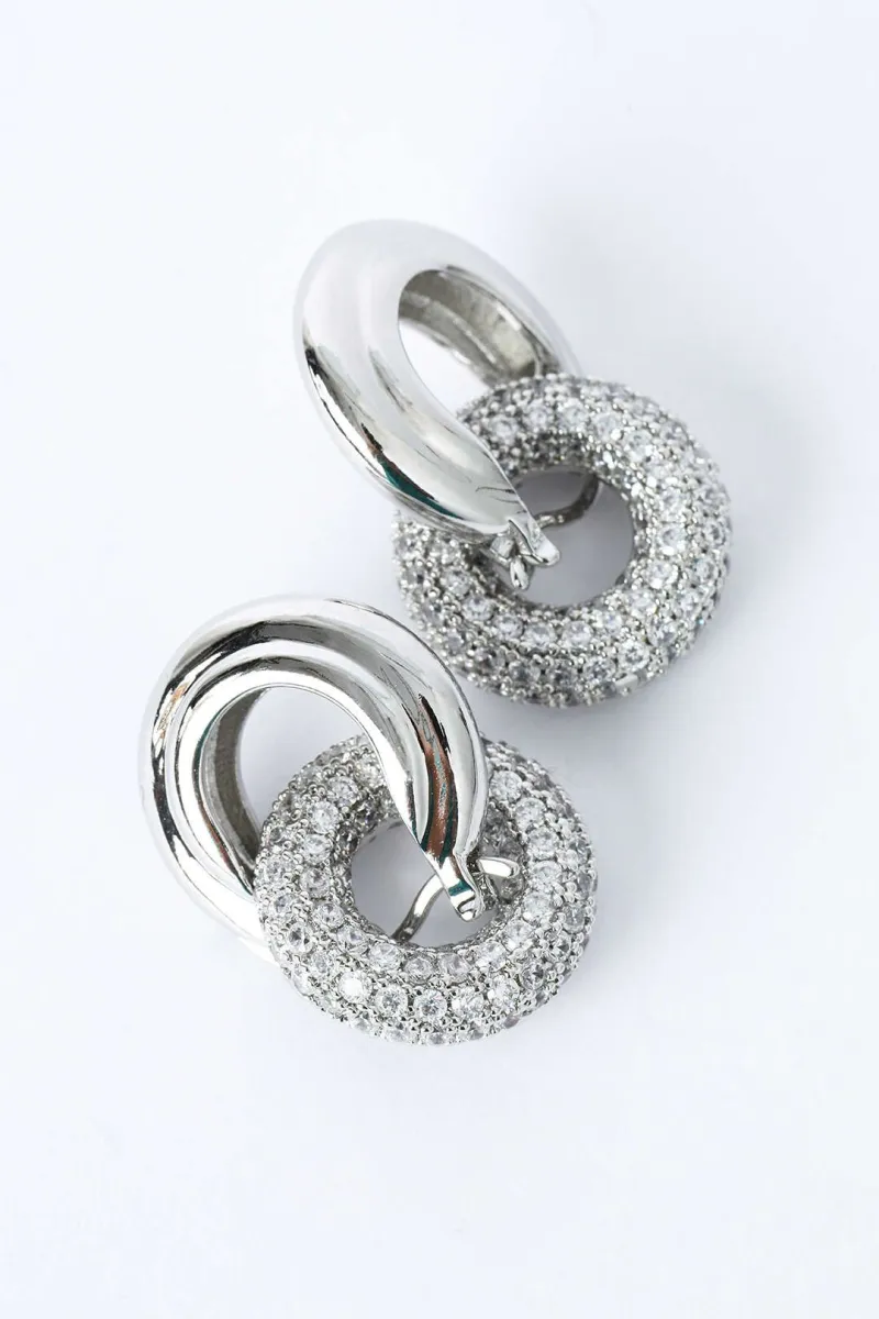 Pave Interlock Hoop Earrings sold by Micas