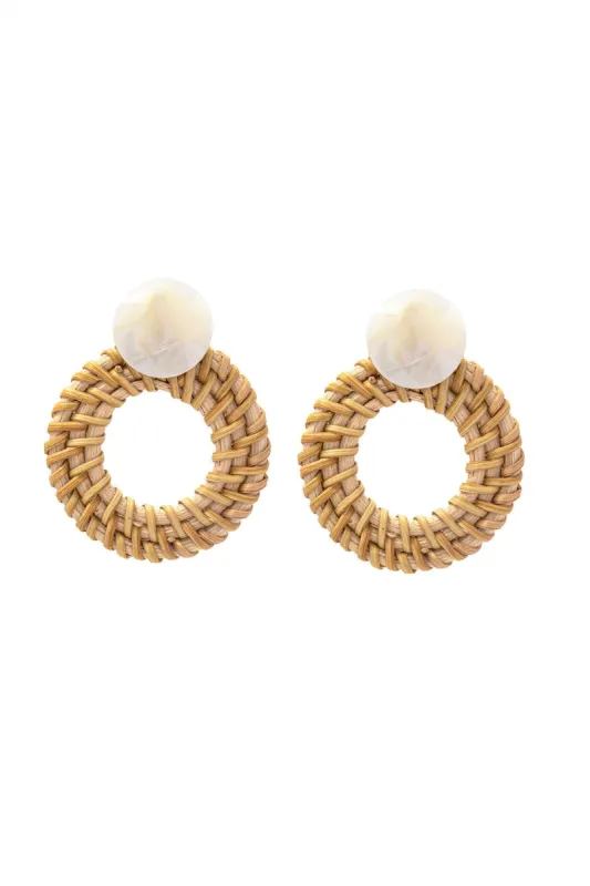 Rattan Round Earrings sold by Micas
