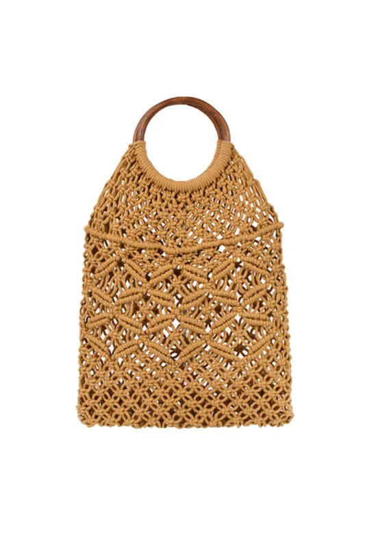 Circle Handle Straw Bag sold by Micas