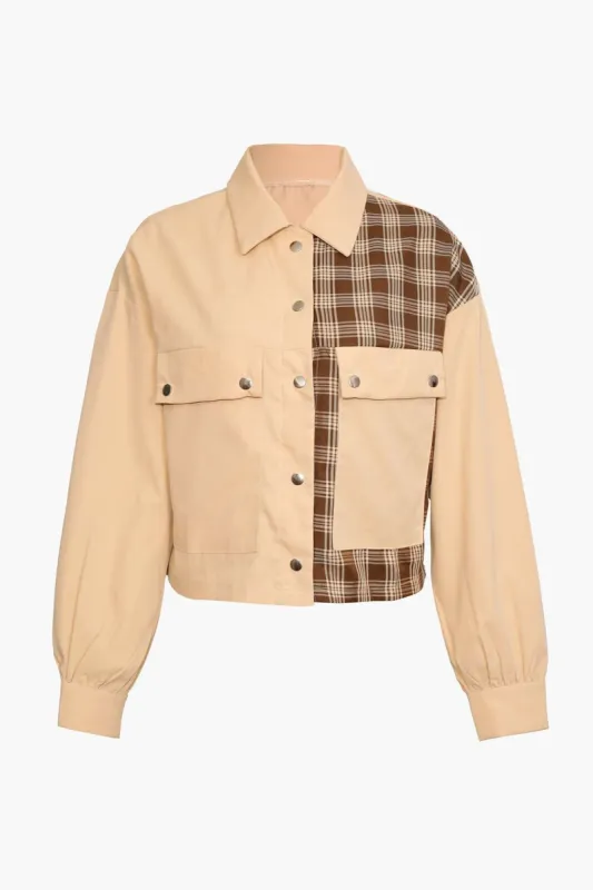 Check Pattern Color Block Jacket sold by Micas