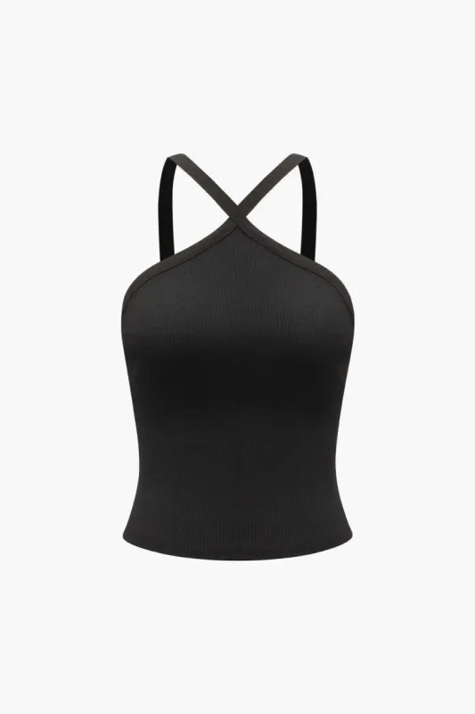 Ribbed Cross-Body Cami Top sold by Micas