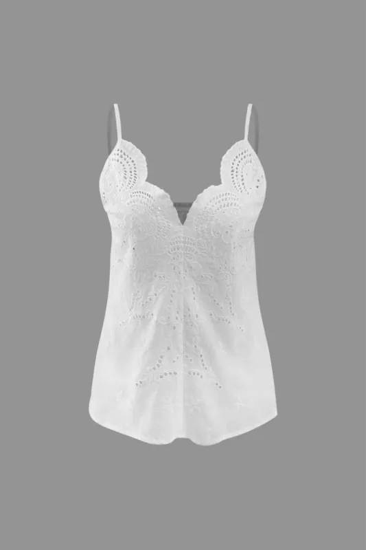 Cutwork Embroidery V-neck Cami Top sold by Micas