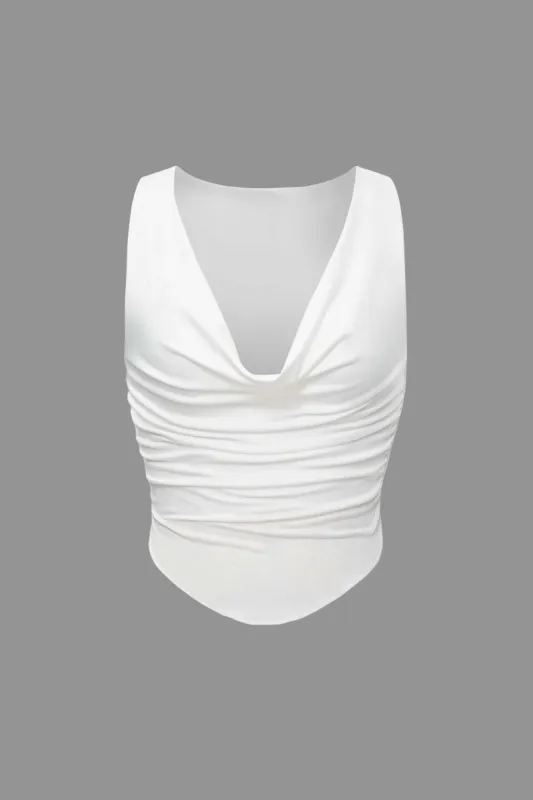 V-neck Sleeveless Ruched Tank Top sold by Micas