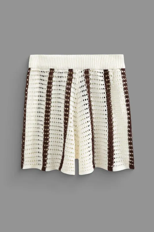 Colorblock Open Knit Shorts sold by Micas