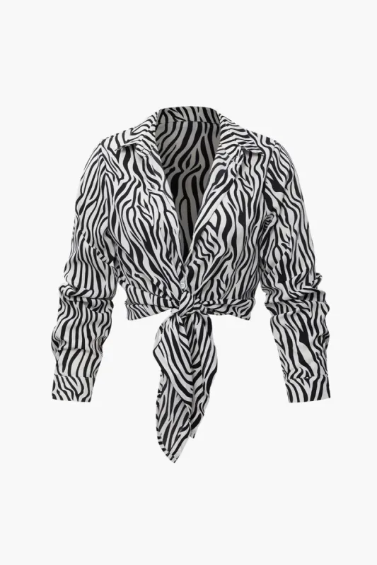 Zebra-Stripe Knot Hem Blouse sold by Micas