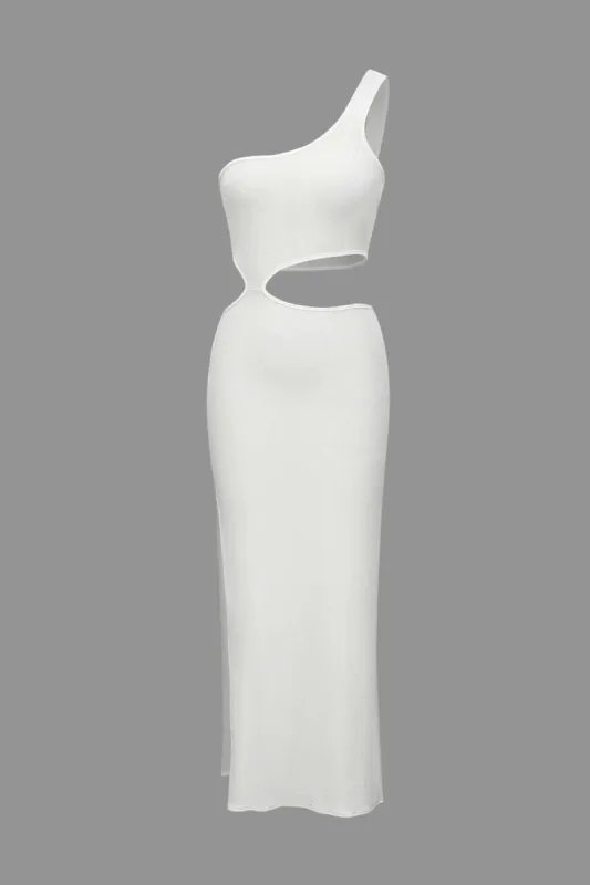 One Shoulder Cut Out Split Knit Maxi Dress sold by Micas
