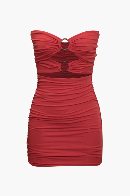 Ring Front Cut Out Strapless Mini Dress sold by Micas