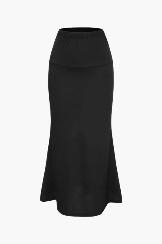 Bodycon Mermaid Midi Skirt With Elastic Waistband sold by Micas