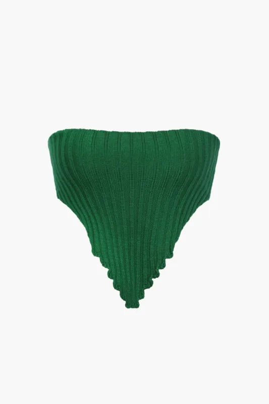 Scallop Trim Knit Tube Top made by Micas