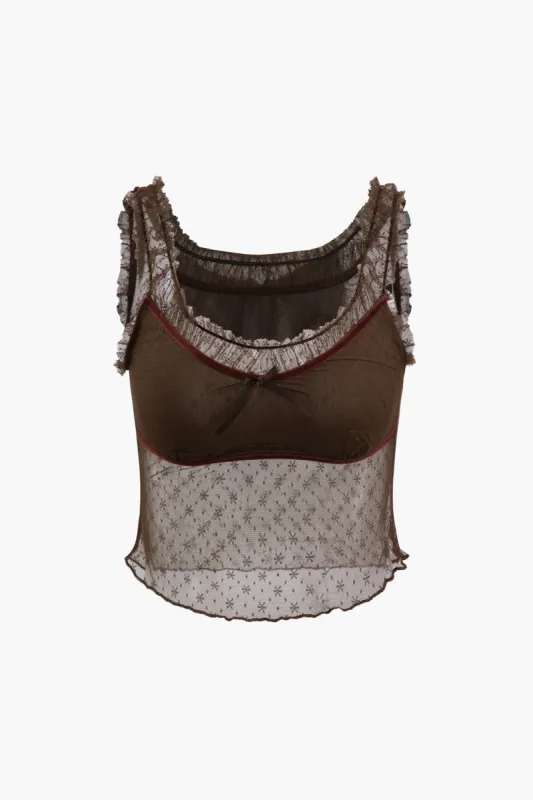 V-neck Frill Sheer Mesh Tank Top sold by Micas