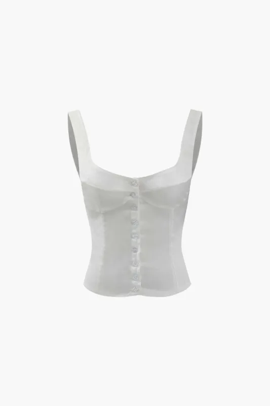 Square Neck Button Up Tank Top sold by Micas