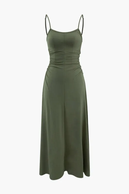 Adjustable Strap Ruched Midi Dress sold by Micas