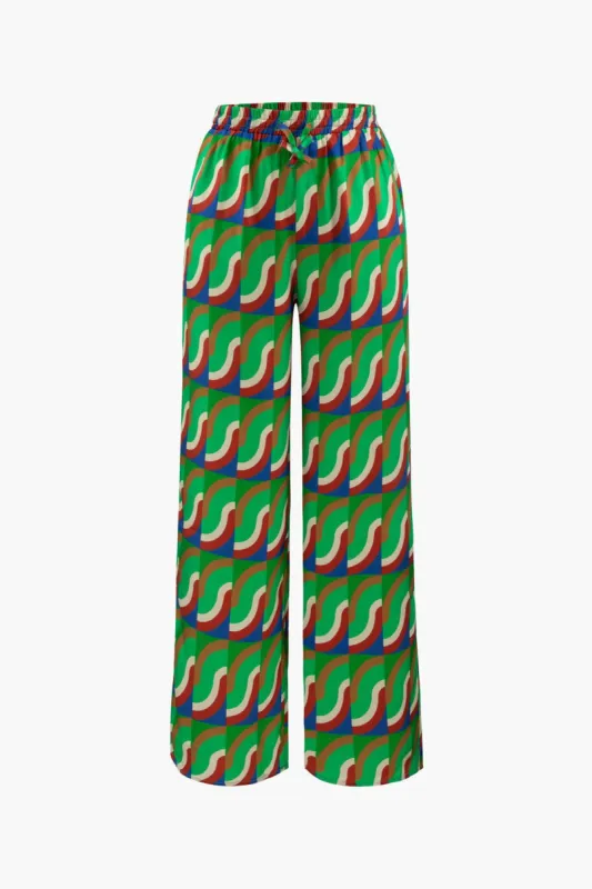 Geometric Print Low Rise Wide Leg Pants sold by Micas