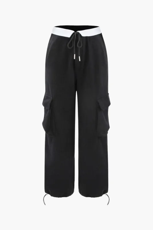 Foldover Flap Pocket Drawstiring Cargo Pants sold by Micas
