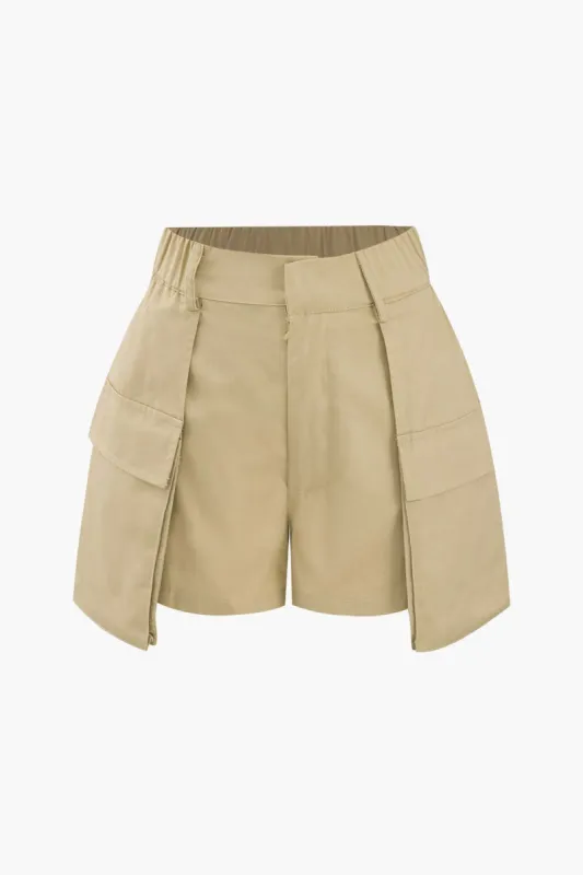 Cargo Pocket Elastic Waist Shorts sold by Micas