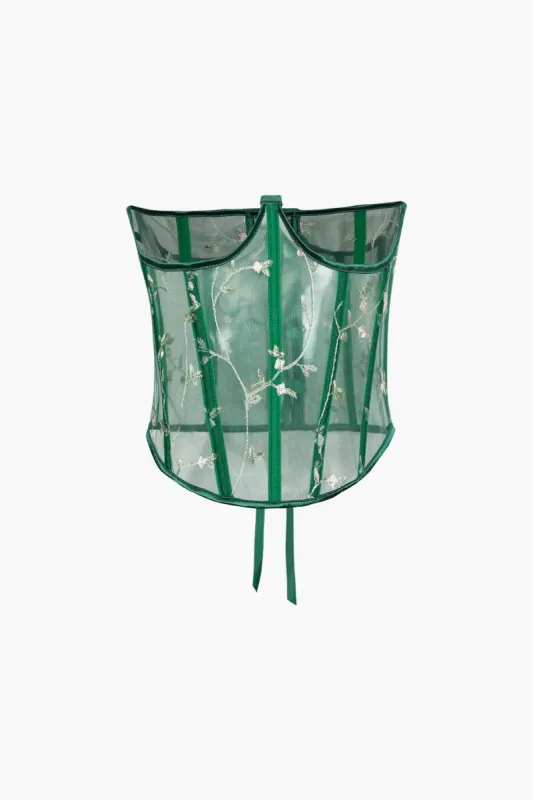 Embroidery Mesh Lace-up Corset sold by Micas