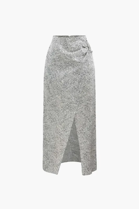 Leopard Print Wrap Split Midi Skirt sold by Micas