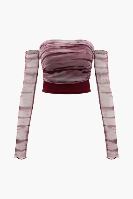 Tie Dye Mesh Off-Shoulder Crop Top sold by Micas
