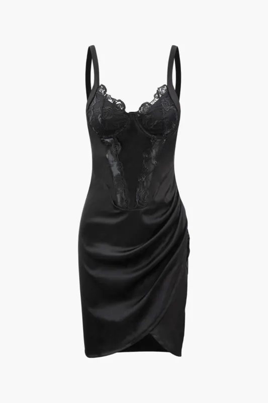 Lace Detail Underwire Shaping Wrap Mini Dress sold by Micas