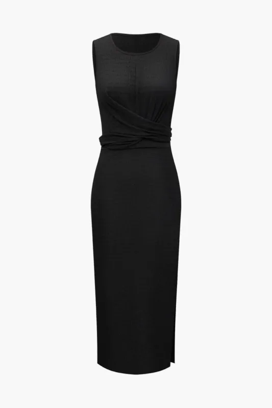 Wrap Tie Sleeveless Midi Dress sold by Micas