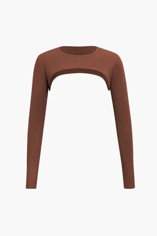 Super Cropped Long Sleeve Knit Top sold by Micas