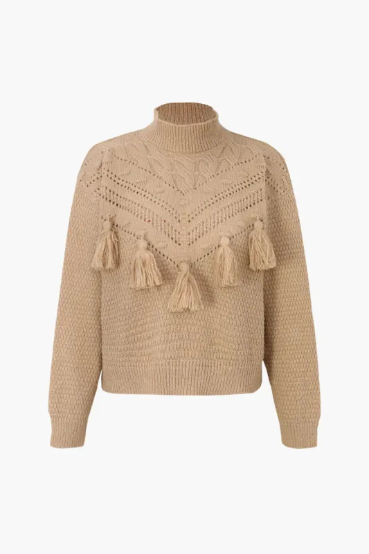 Cable Knit Tassel Mock Neck Sweater sold by Micas