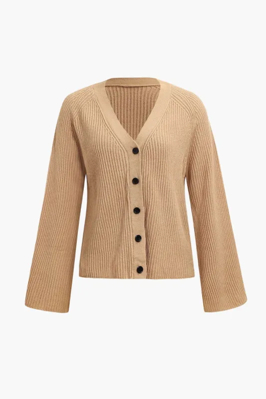 V-neck Flared Sleeve Button Up cardigan sold by Micas