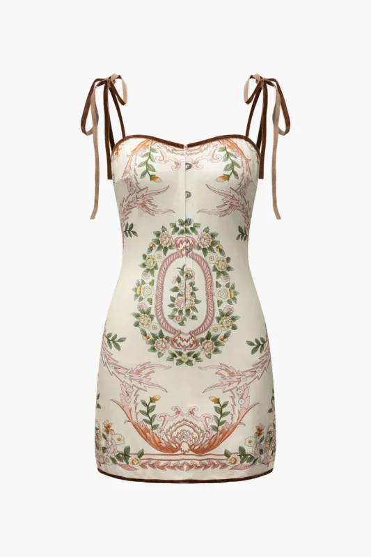 Floral Print Tie Strap Mini Dress sold by Micas