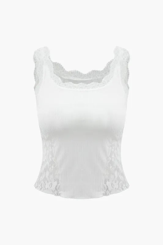 Lace Trim Square Neck Tank Top sold by Micas