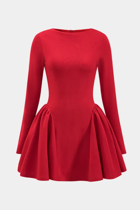 Puff Hem Zipper Long Sleeve Mini Dress sold by Micas