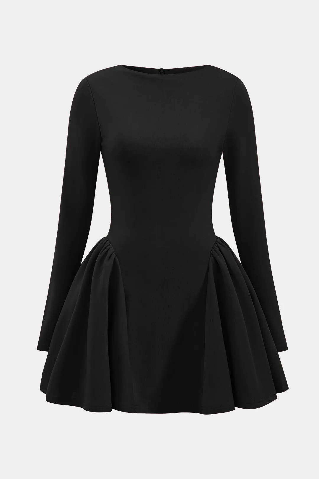 Puff Hem Zipper Long Sleeve Mini Dress sold by Micas product image thumbnail 5