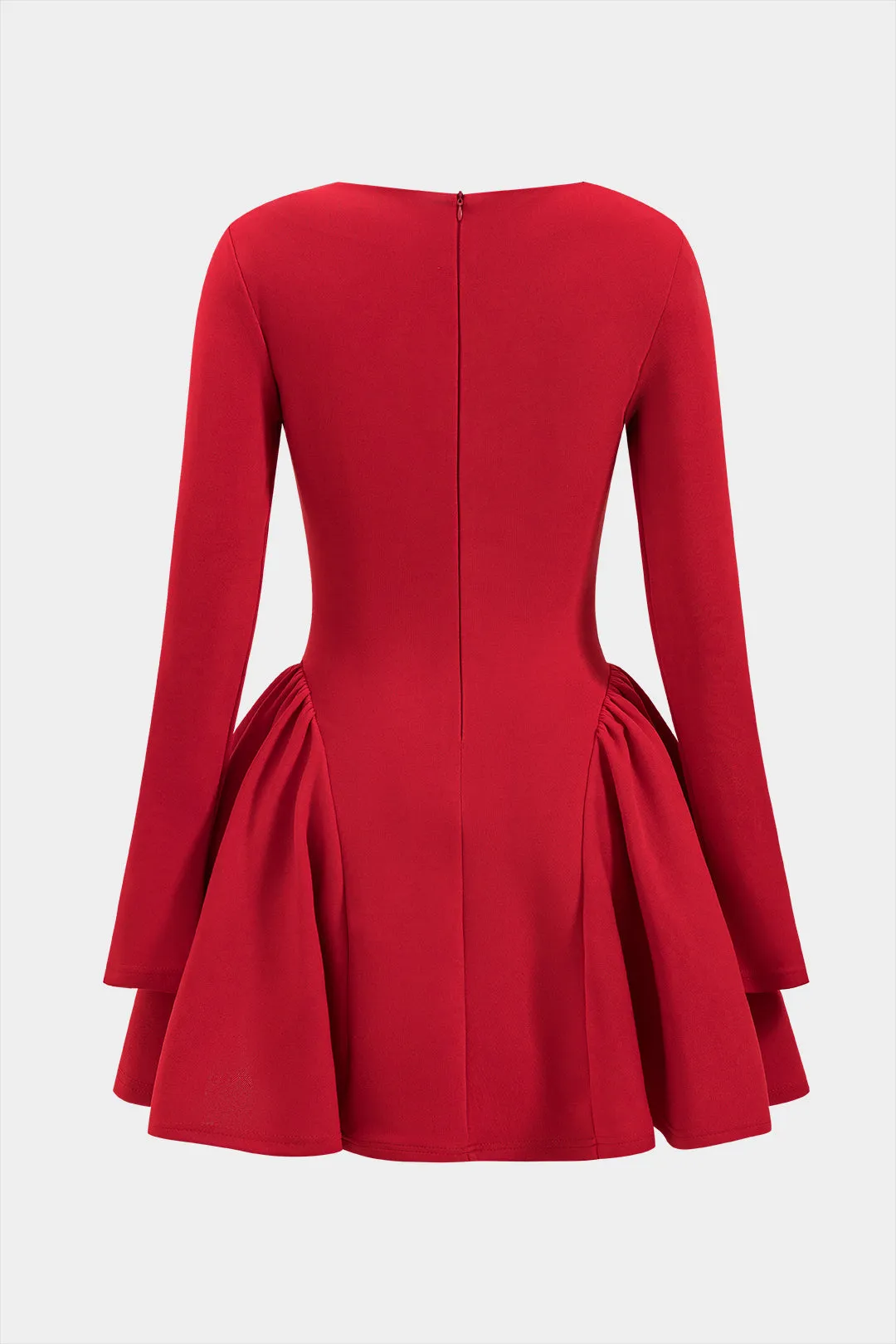 Puff Hem Zipper Long Sleeve Mini Dress sold by Micas product image thumbnail 2