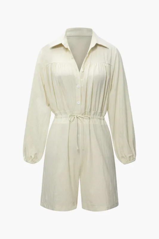 Long Sleeve Drawstring Waist Romper sold by Micas