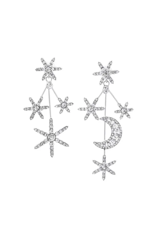 Star & Moon Crystal Drop Earrings sold by Micas