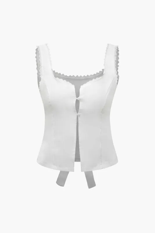 Square Neck Lace Trim Cami Top sold by Micas