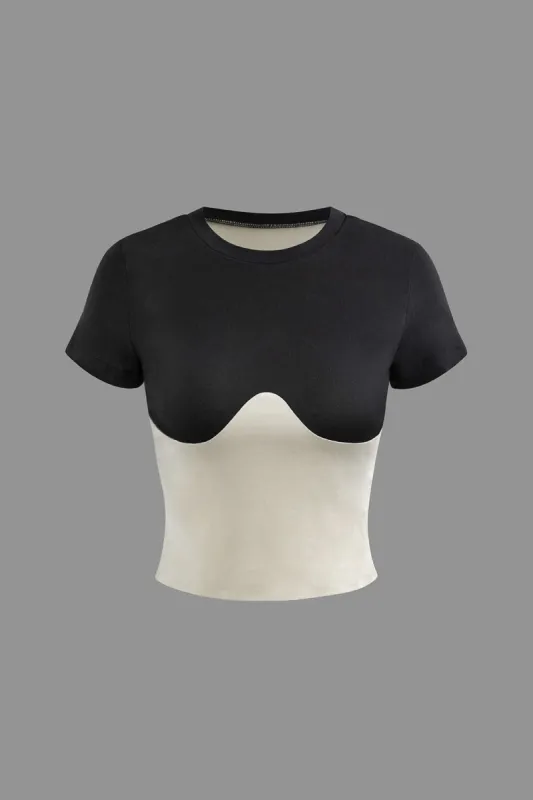 Contrast Round Neck T-shirt sold by Micas