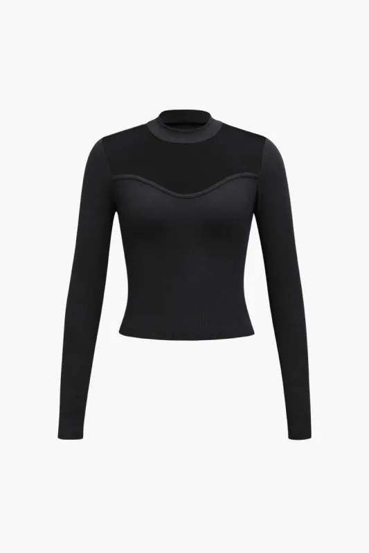 Mesh Stitching Long Sleeve Top sold by Micas