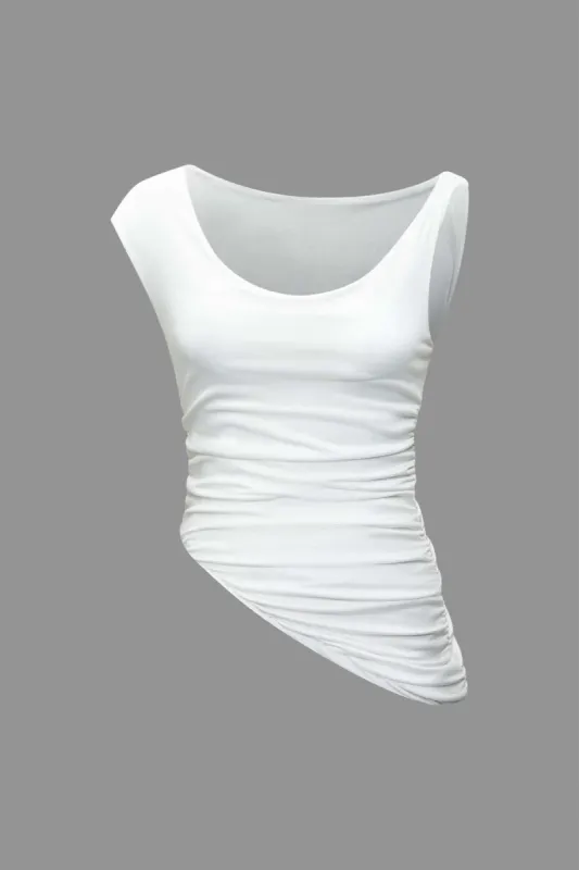 Asymmteirc Ruched T-Shirt sold by Micas