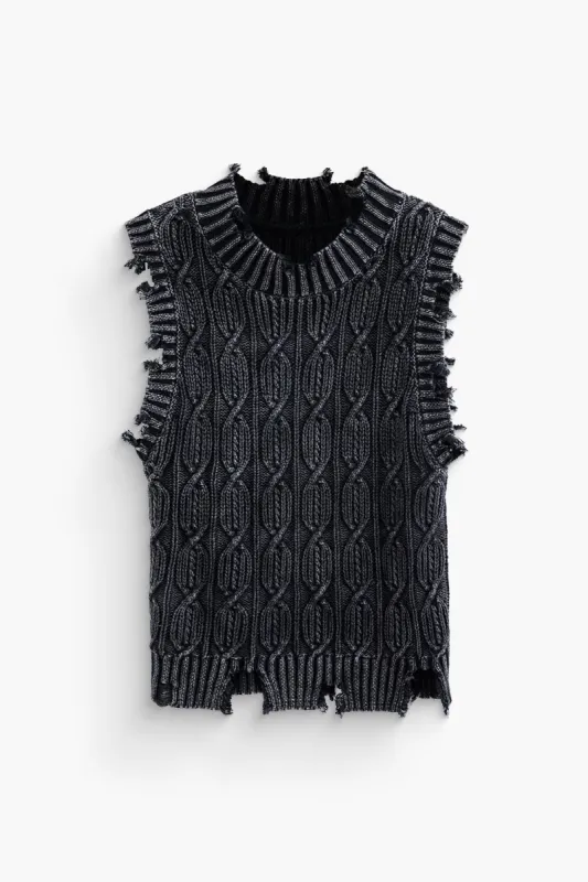 Distressed Sleeveless Knit Top sold by Micas