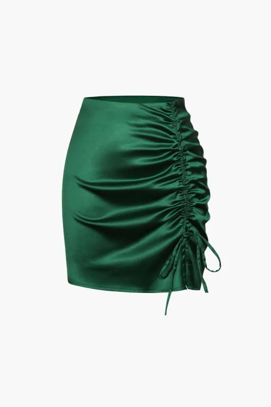 Drawstring Ruched Mini Skirt sold by Micas