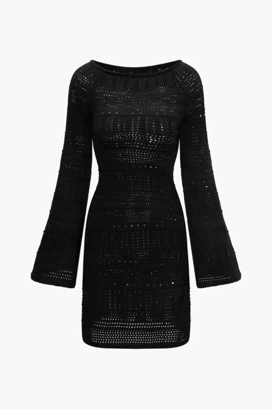 Open Knit Bell Sleeve Dress sold by Micas