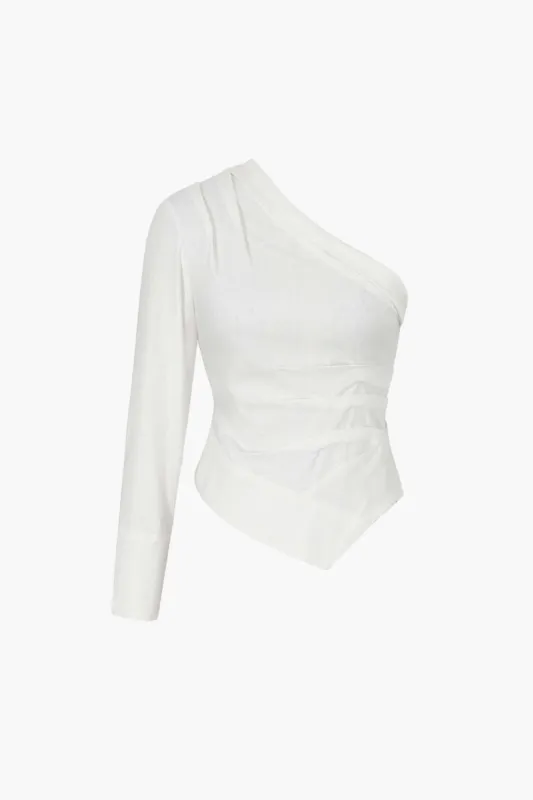 One Shoulder Pleated Blouse sold by Micas