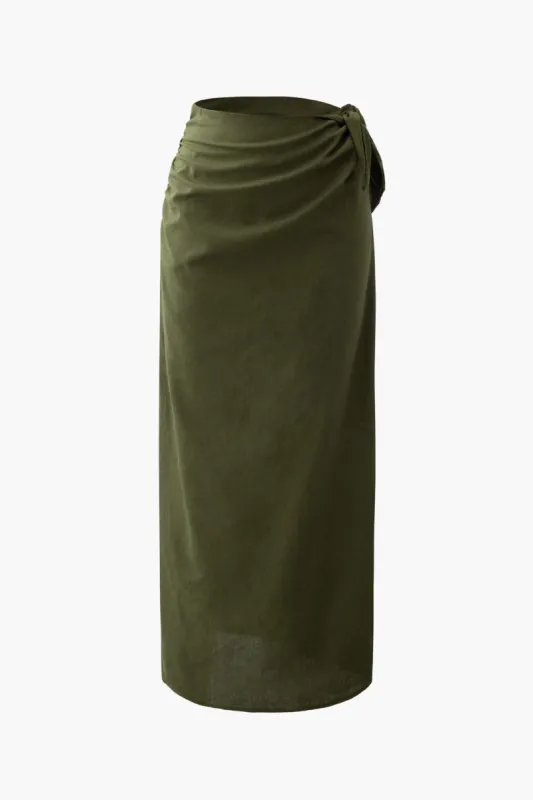 Knot Side Slit Maxi Skirt sold by Micas