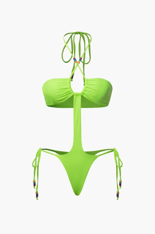 Halter Tie One-piece Swimsuit sold by Micas