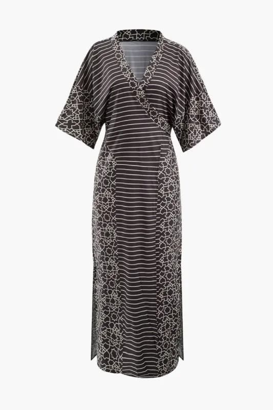 Geometric Print Wrap Tie Cover-up sold by Micas