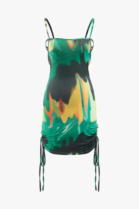 Body Heat Print Drawstring Backless Mini Dress sold by Micas