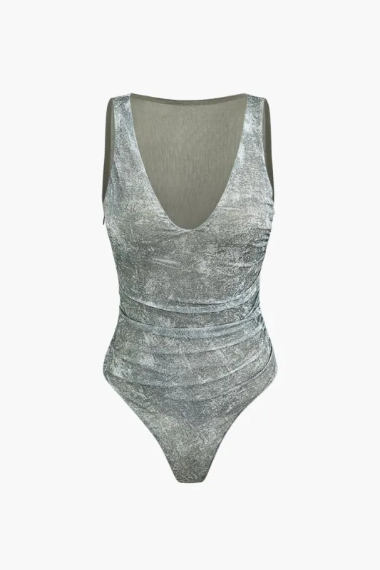 Mesh V-neck Sleeveless Bodysuit sold by Micas